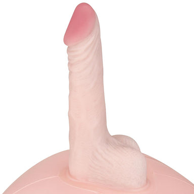 Realistic dildo on top of the inflatable sex ball of the Lux Fetish Inflatable Sex Ball With Vibrating Realistic Dildo