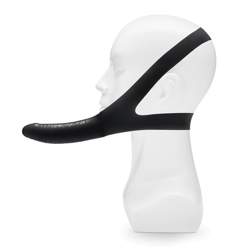 Horizontal side view of the Lux Fetish The Original Facilitator in Black Color